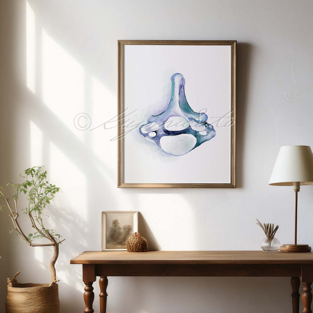 Cervical vertebra Blue abstract art poster