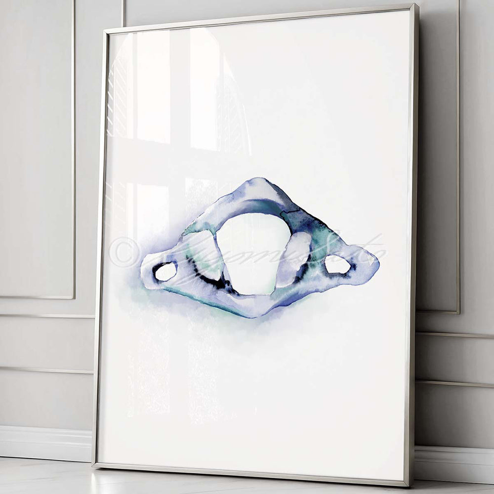 Atlas blue vertebra abstract art poster