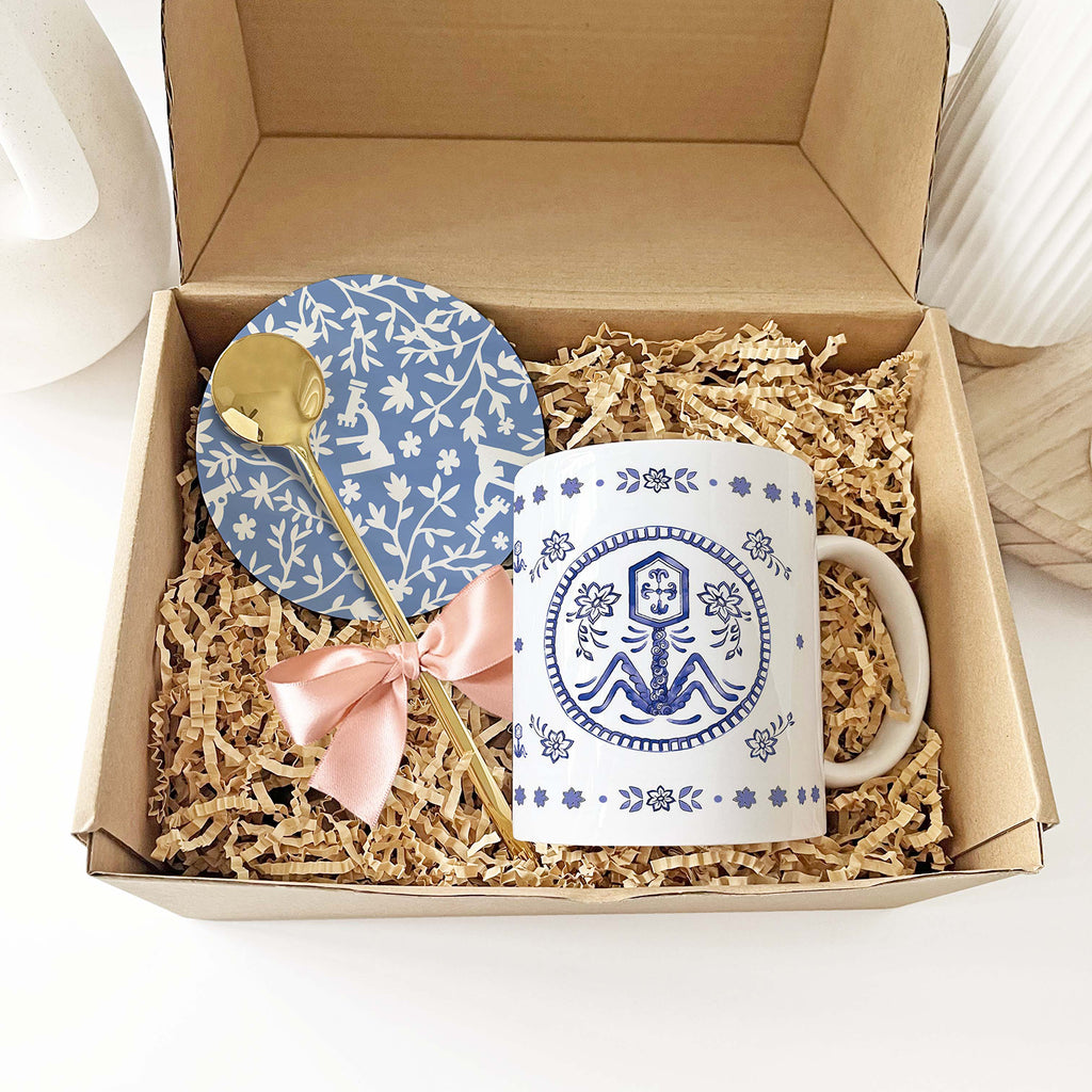 Virus Mug Gift  Box Set with Coaster and Spoon