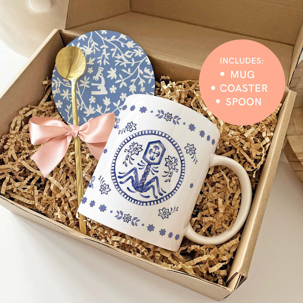 Virus Mug Gift  Box Set with Coaster and Spoon